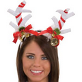 White Velvet Reindeer Antlers w/Red Trim